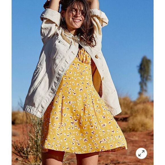 Free People French Femme yellow Mini Dress XS - Picture 1 of 5